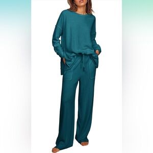 Women's Teal Fleece Lounge Set